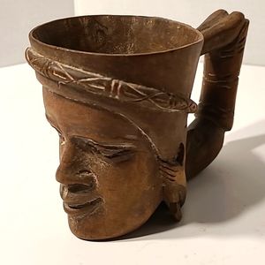 Sifahis art and artifacts, hand carved wooden cup. Vintage 1950s